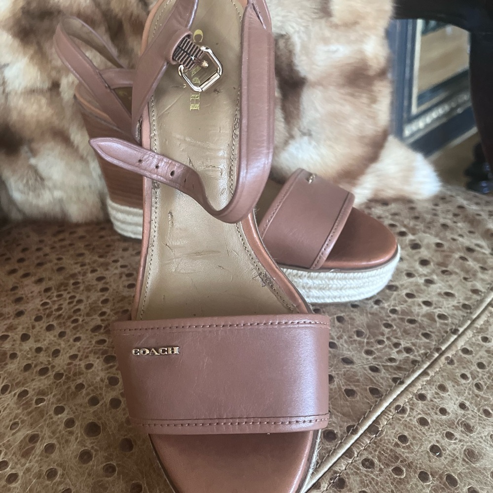 Nordstrom Leather Espadrille Wedge Sandals in Tan/NEVER WORN/size 8/OBO